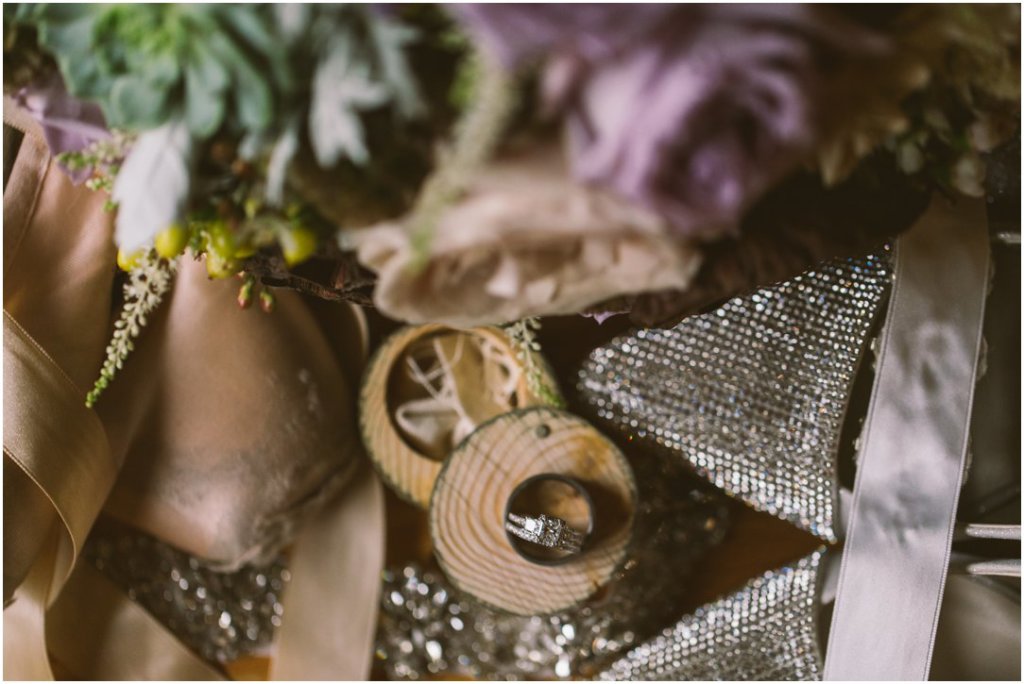 canmore wedding details purple glitter and grey
