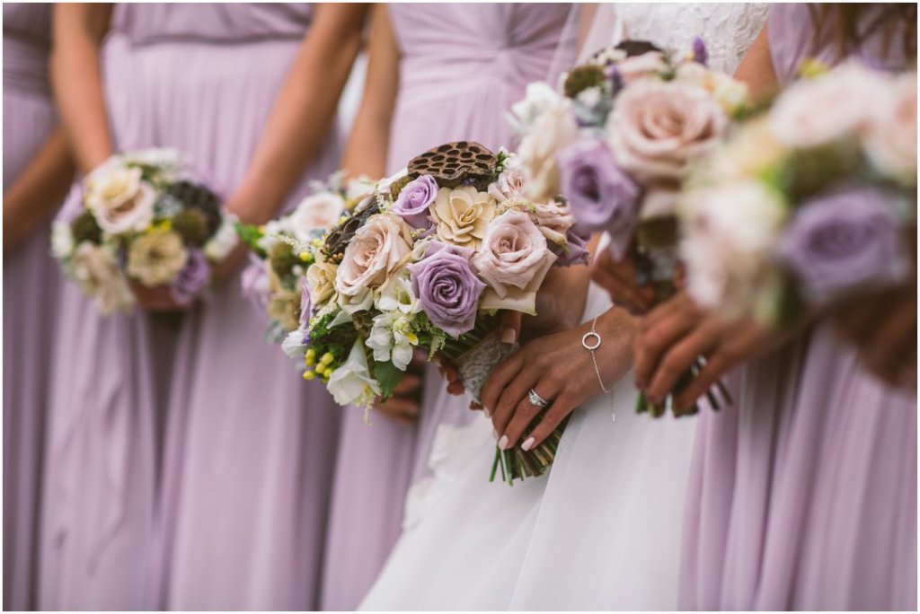 corry lake park canmore wedding bridesmaids flowers grey and purple lavender 