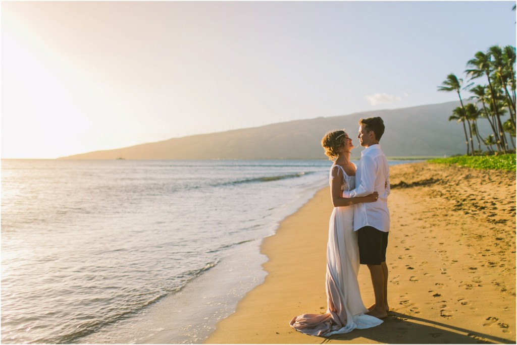 Bride and Groom at Sugar Beach Events Wedding Maui Photographer