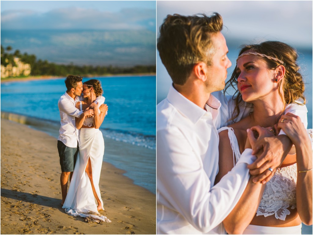Maui Sunset Beach Wedding. Bride and Groom Sugar Beach Events Photographer