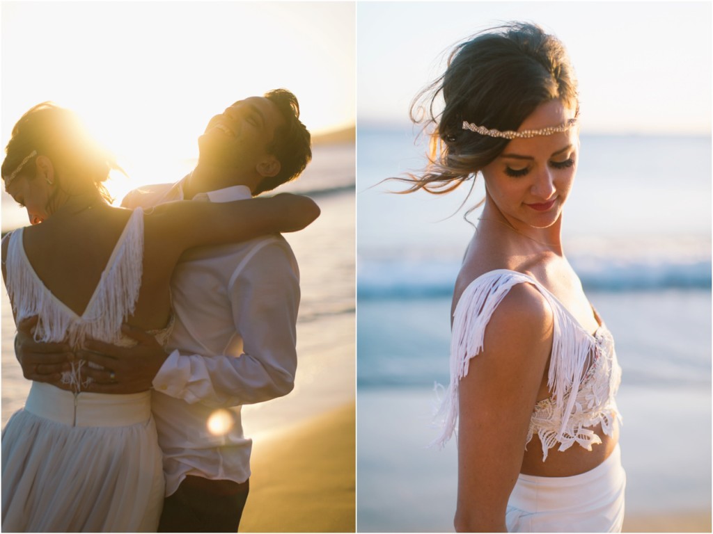 Bride and Groom Sunset Maui Beach Wedding Elopement Photographer