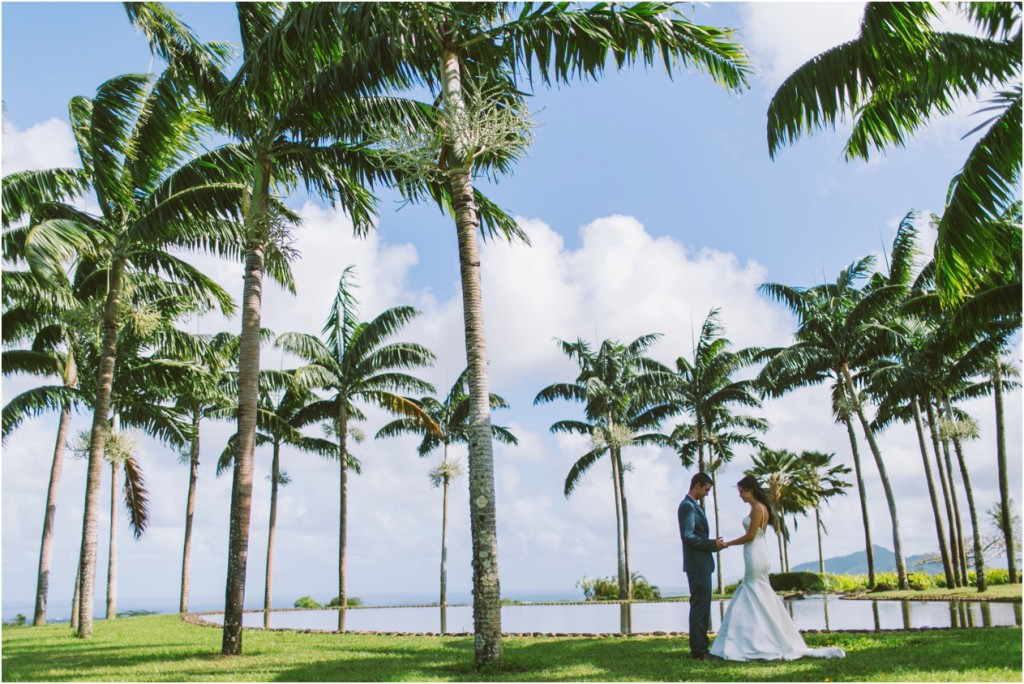 anahola kauai wedding bride and groom first look