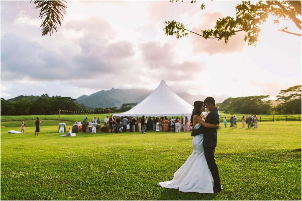 anahola kauai backyard tent wedding sunset