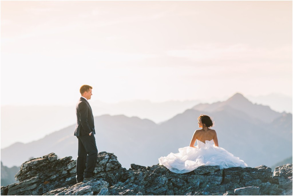 glacier helicopters revelstoke elopement bride and groom at ghost ridge