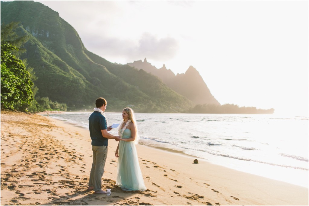 kauai napali kalalau adventure elopement couple at tunnels beach