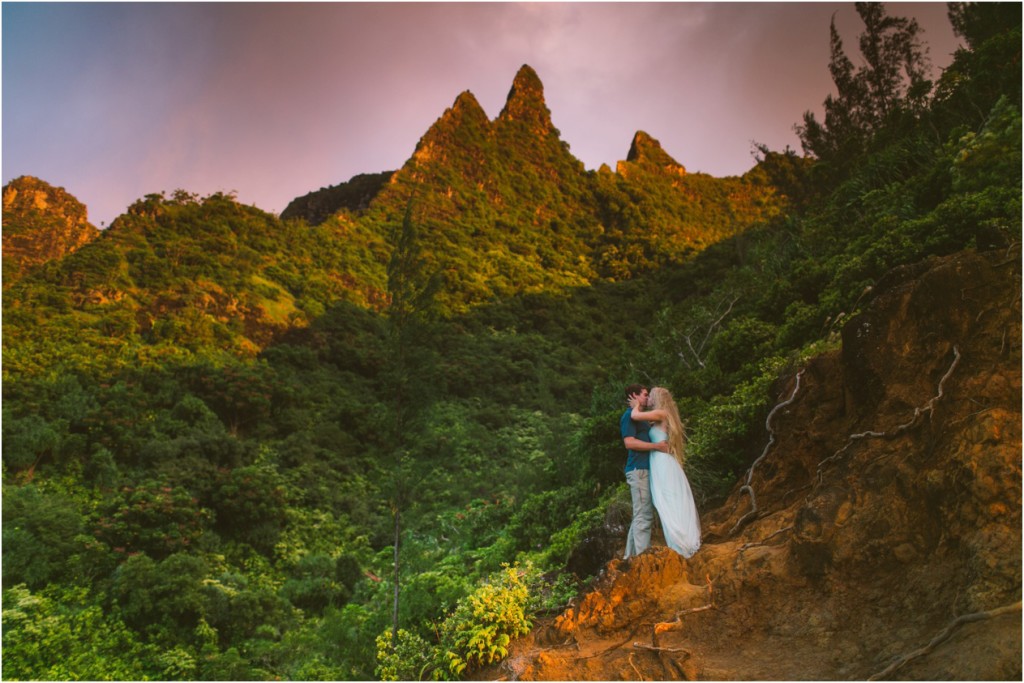 napali coast kauai adventure elopement wedding couple on hanakapai trail