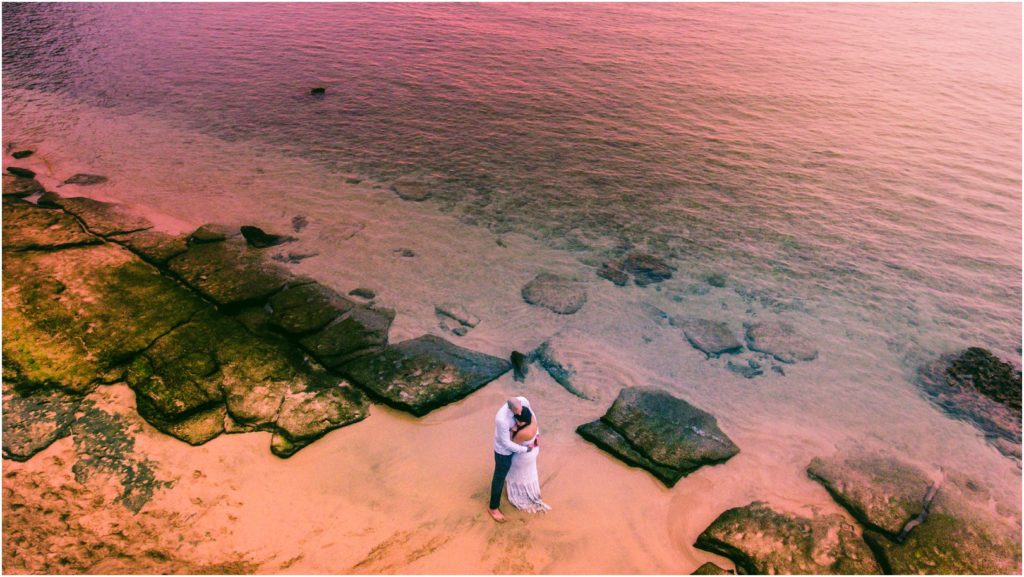 north shore kauai elopement wedding ke'e beach bride and groom sunset