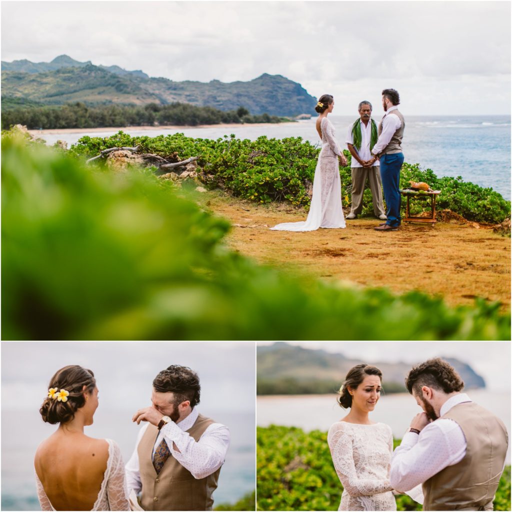 kauai adventure elopement mahaulapu cliff ceremony