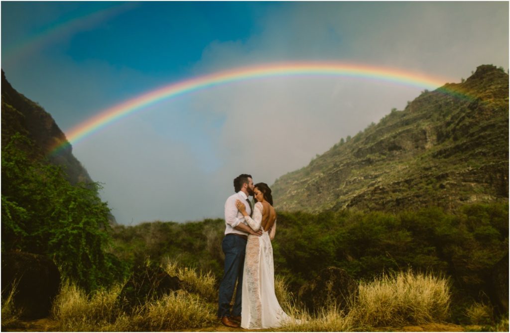kauai adventure elopement polihale rainbow