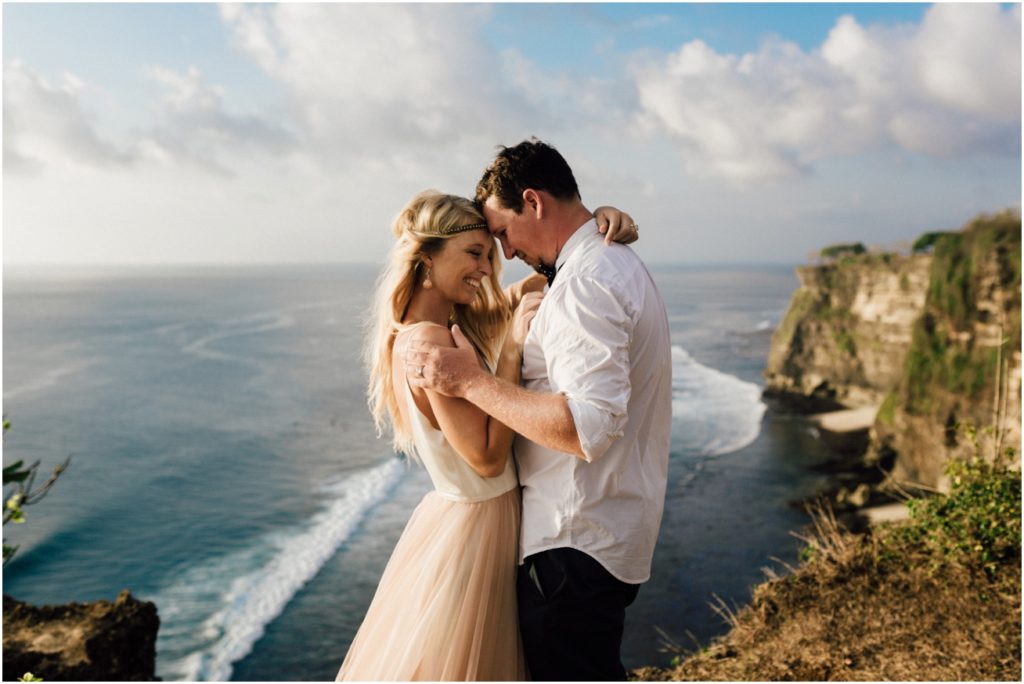 Bali adventure elopement bride and groom on cliff