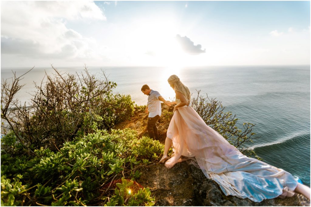 Bali adventure elopement bride and groom on cliff